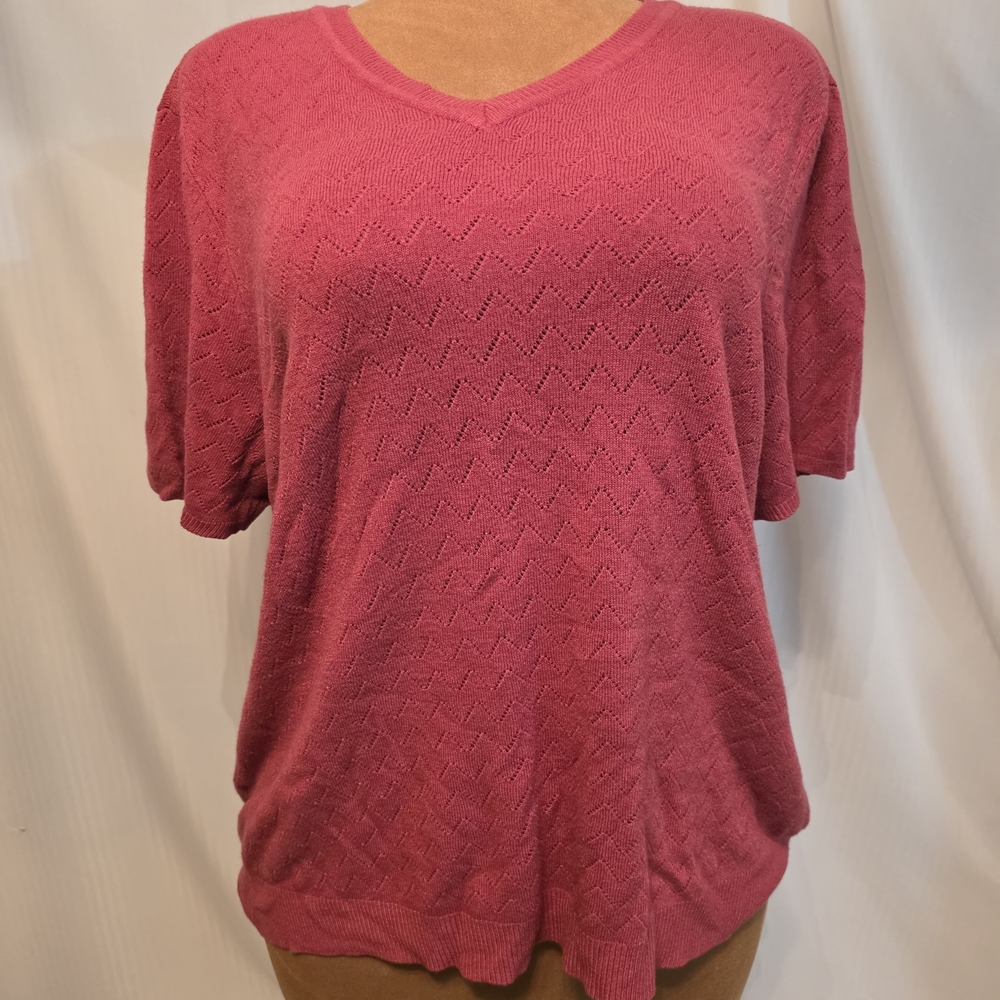 White Stag Pink Textured Short Sleeve Top
